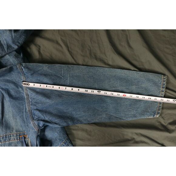 Vintage Mickey Mouse Denim Jacket Womens S Hooded Drawstring Mickey Inc - Picture 10 of 11